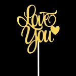2 pcs Love you with heart cake topper