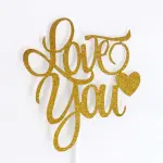 2 pcs Love you with heart cake topper