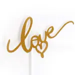 2 pcs Calligraphy love with heart cake topper