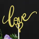 2 pcs Calligraphy love with heart cake topper