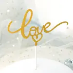 2 pcs Calligraphy love with heart cake topper