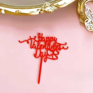 1 pcs red happy Valentine Day cake topper