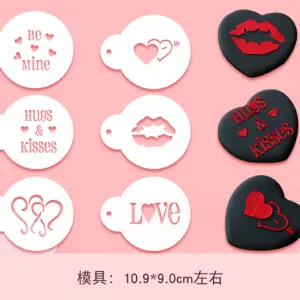 6 pcs Love heart theme be mine icing stencil