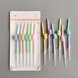 6 pcs twisted multicolored pastel cake candles