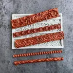 Vintage Lace Border Fondant Silicone boarder Mould,5 Cavity