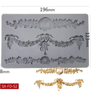 1 PC European Series Embossed Madame Garland Border Pattern Fondant Moulds
