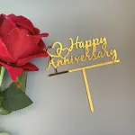 1 pcs Happy anniversary with double heart cake topper