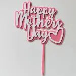 Double acrylic mothers day pink white acrylic cake topper