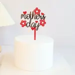 Mother's day red flower acrylic cake topper