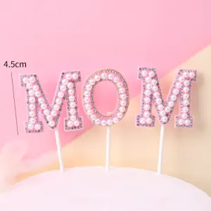 Pearl Studded Mom cupcake and cake topper