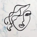 Lady face black acrylic cake topper