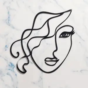 Lady face black acrylic cake topper
