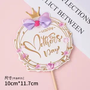 Happy mothers day purple theme with bow cake topper