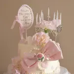 Mothers day cake topper with pearl border and bow