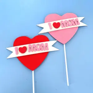 I love you mom heart cake topper