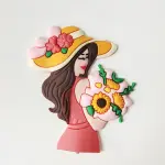 Hat Lady with bouquet cake topper