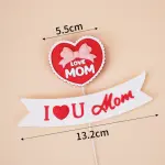 2 pcs set I love you mom banner with mom heart cake topper
