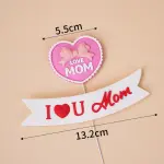 2 pcs set I love you mom banner with mom heart cake topper