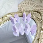 4 pcs fabric texture butterfly topper with floral wires
