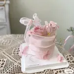 5 pcs fabric light pink studded butterfly topper with floral wires