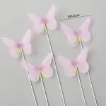 5 pcs fabric purple butterfly topper with floral wires