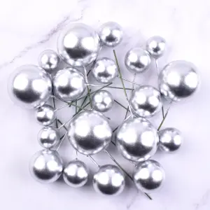 20 pcs Shiny silver round mixed sizes faux balls