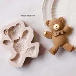 Happy dancing Teddy Bear with bow silicone mould