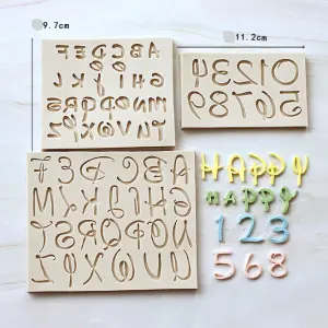 3 pcs Calligraphy alphabet Silicone Mould