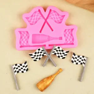 Checkered Flag With Champagne silicone mould