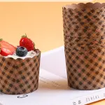 50 pcs cupcake muffin liners brown check design cupcake liners