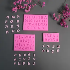 3 pcs Alphabet capital and lower case number Silicone Mould