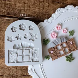 Window frame flower leaves theme Silicone Mould