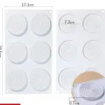 6 Cavity Cake Mould,Spiral Design Round Ring Silicone Mould Insert Decor Mousse Cake Decorating Chocolate entremet mould