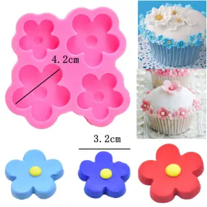 4 cavity flower silicone mould