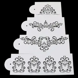 4 pcs Cake Border Decoration icing Stencils set style 4