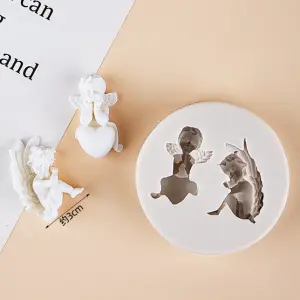 3D 2 cavity angel vintage silicone mould