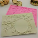 Large vintage frame with berry leaves silicone mould style 1