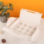 2/4/6/12 cavity Cup cake Box with handle and separate cup tray