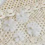 4 pcs fabric flower with pearl cake topper