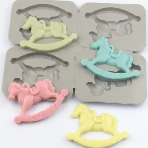 4 cavity 3D Unicorn Rocking horse silicone mould