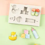5 Cavity Baby theme shoes rattle Silicone mould