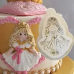3D Cute Girl holding skirt Silicone Mould