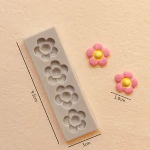 4 cavity flower silicone mould