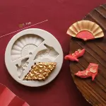 Girls heels fashion hand fan silicone mould theme