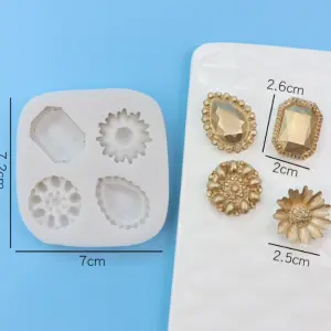 4 cavity Mini jewel brooch silicone mould