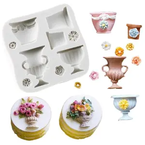 9 Cavity Flower Pots Urns Vase Silicone Mould