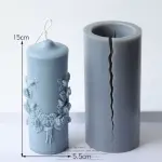 3D Cylinder Candle Mould With Embossed Rose for Scented Candles