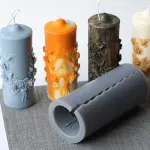 3D Cylinder Candle Mould With Embossed Rose for Scented Candles