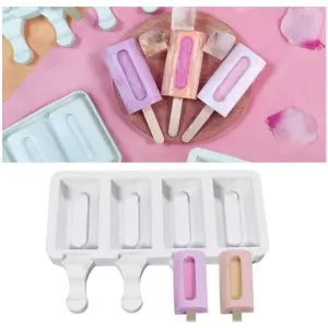 4 Cavity Grooved Silicone Popsicle Mould