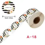 Floral Thank you Stickers Roll 1 Inch diameter 500 sticker roll